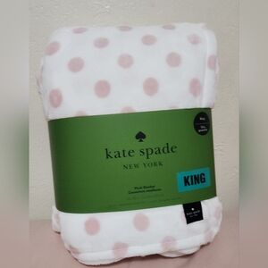 Kate Spade White And Pink Polka Dot Blanket King Size New